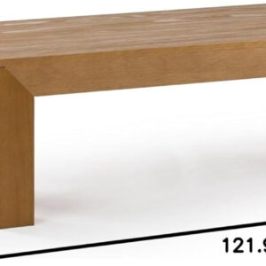 Plank+Beam Modern Rectangular Coffee Table with Shelf, 48", Solid Wood Center Table with Storage, 2 Tier Tea Table for Living Room, Blonde Wirebrush