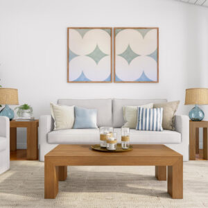 Plank+Beam Modern Rectangular Coffee Table with Shelf, 48", Solid Wood Center Table with Storage, 2 Tier Tea Table for Living Room, Blonde Wirebrush