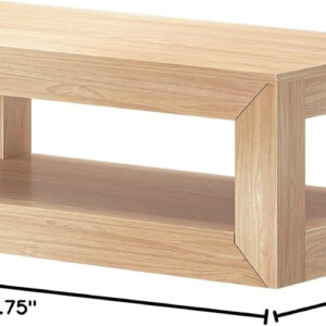 Plank+Beam Modern Rectangular Coffee Table with Shelf, 48", Solid Wood Center Table with Storage, 2 Tier Tea Table for Living Room, Blonde Wirebrush
