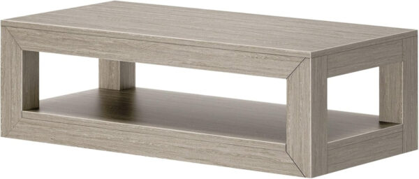 Plank+Beam Modern Rectangular Coffee Table with Shelf, 48", Solid Wood Center Table with Storage, 2 Tier Tea Table for Living Room, Blonde Wirebrush