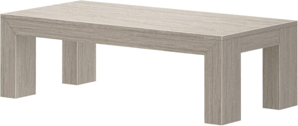 Plank+Beam Modern Rectangular Coffee Table with Shelf, 48", Solid Wood Center Table with Storage, 2 Tier Tea Table for Living Room, Blonde Wirebrush