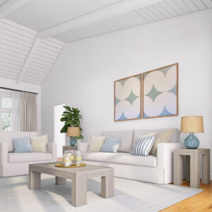 Plank+Beam Modern Rectangular Coffee Table with Shelf, 48", Solid Wood Center Table with Storage, 2 Tier Tea Table for Living Room, Blonde Wirebrush