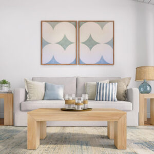 Plank+Beam Modern Rectangular Coffee Table with Shelf, 48", Solid Wood Center Table with Storage, 2 Tier Tea Table for Living Room, Blonde Wirebrush