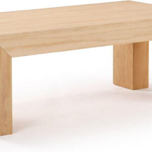 Plank+Beam Modern Rectangular Coffee Table with Shelf, 48", Solid Wood Center Table with Storage, 2 Tier Tea Table for Living Room, Blonde Wirebrush