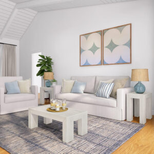 Plank+Beam Modern Rectangular Coffee Table with Shelf, 48", Solid Wood Center Table with Storage, 2 Tier Tea Table for Living Room, Blonde Wirebrush