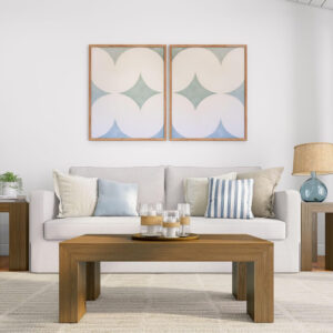 Plank+Beam Modern Rectangular Coffee Table with Shelf, 48", Solid Wood Center Table with Storage, 2 Tier Tea Table for Living Room, Blonde Wirebrush