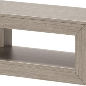 Plank+Beam Modern Rectangular Coffee Table with Shelf, 48", Solid Wood Center Table with Storage, 2 Tier Tea Table for Living Room, Blonde Wirebrush