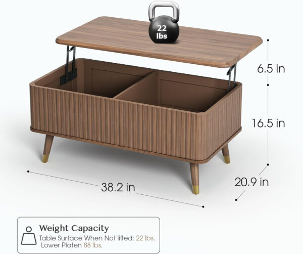 Round Coffee Table with Storage,Fluted Center Table with Sliding Cabinet Door for Living Room,Home Small Space,31.5" Small Center Table,Walnut