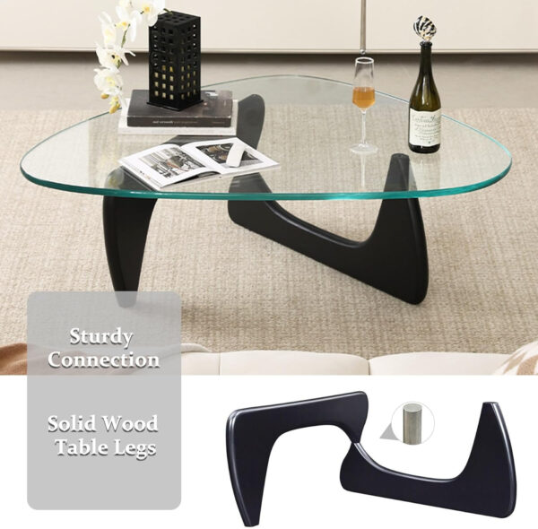 Small Coffee Table Modern Glass Coffee Table, Mid Century Coffee Table for Living Room, Mesa de Centro para Sala, Rustic Oval Coffee Table with Glass Top & Wood Base, (Walnut Brown, 31.5in)