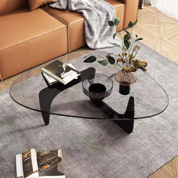 Small Coffee Table Modern Glass Coffee Table, Mid Century Coffee Table for Living Room, Mesa de Centro para Sala, Rustic Oval Coffee Table with Glass Top & Wood Base, (Walnut Brown, 31.5in)