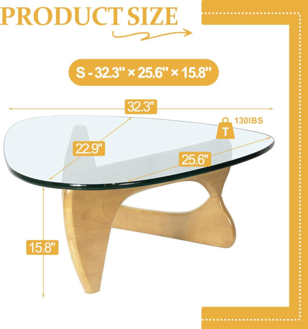 Small Coffee Table Modern Glass Coffee Table, Mid Century Coffee Table for Living Room, Mesa de Centro para Sala, Rustic Oval Coffee Table with Glass Top & Wood Base, (Walnut Brown, 31.5in)