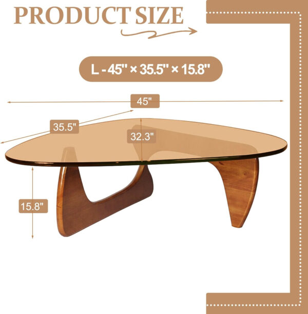 Small Coffee Table Modern Glass Coffee Table, Mid Century Coffee Table for Living Room, Mesa de Centro para Sala, Rustic Oval Coffee Table with Glass Top & Wood Base, (Walnut Brown, 31.5in)