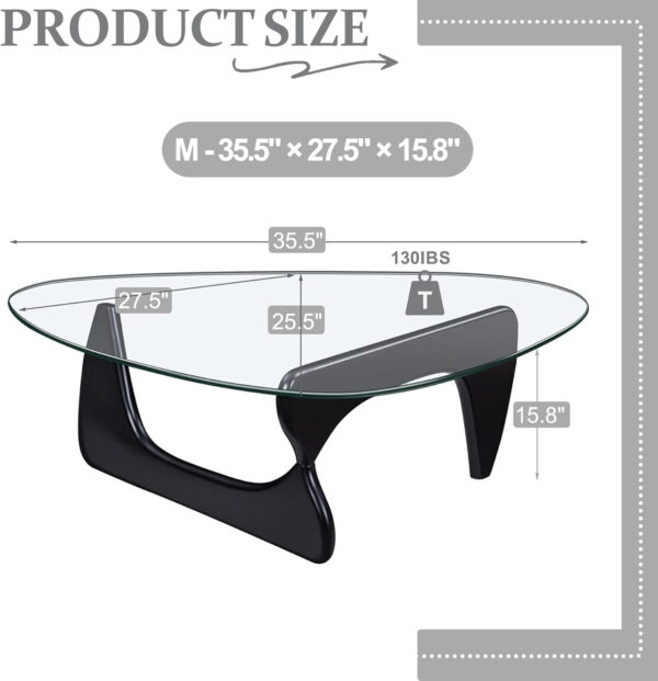 Small Coffee Table Modern Glass Coffee Table, Mid Century Coffee Table for Living Room, Mesa de Centro para Sala, Rustic Oval Coffee Table with Glass Top & Wood Base, (Walnut Brown, 31.5in)