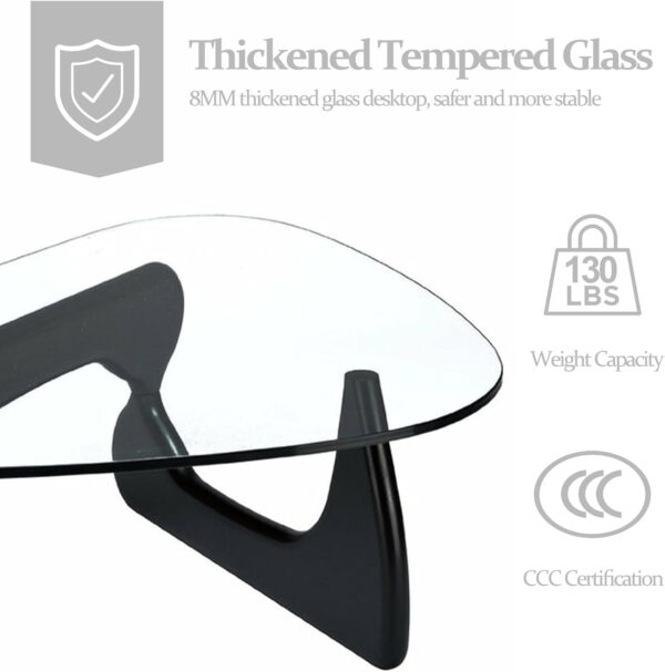 Small Coffee Table Modern Glass Coffee Table, Mid Century Coffee Table for Living Room, Mesa de Centro para Sala, Rustic Oval Coffee Table with Glass Top & Wood Base, (Walnut Brown, 31.5in)