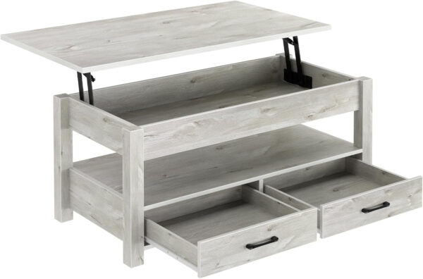 Rolanstar Coffee Table, Lift Top Coffee Table with Drawers and Hidden Compartment, Retro Central Table with Wooden Lift Tabletop, for Living Room,Espresso
