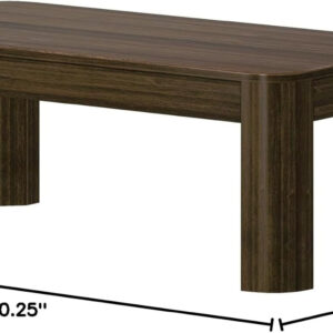 Plank+Beam Forma Coffee Table, Solid Wood 48 Inch Modern Coffee Table with Shelf, Contemporary Center Table with Storage Space, Rectangle Tea Table with Storage, Pecan