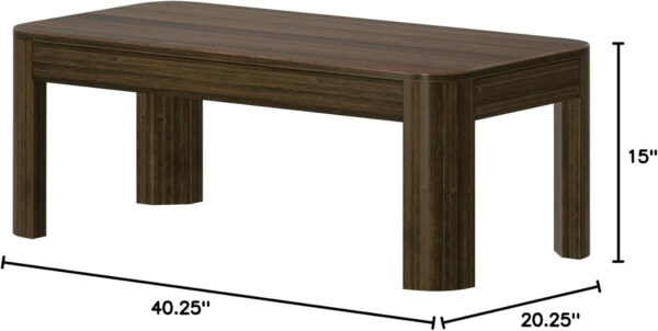 Plank+Beam Forma Coffee Table, Solid Wood 48 Inch Modern Coffee Table with Shelf, Contemporary Center Table with Storage Space, Rectangle Tea Table with Storage, Pecan