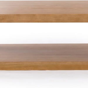 Plank+Beam Forma Coffee Table, Solid Wood 48 Inch Modern Coffee Table with Shelf, Contemporary Center Table with Storage Space, Rectangle Tea Table with Storage, Pecan