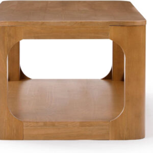 Plank+Beam Forma Coffee Table, Solid Wood 48 Inch Modern Coffee Table with Shelf, Contemporary Center Table with Storage Space, Rectangle Tea Table with Storage, Pecan