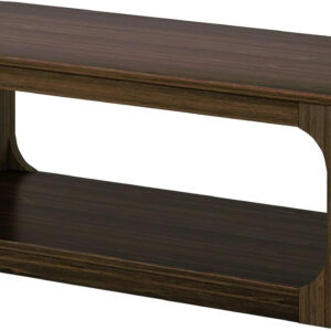 Plank+Beam Forma Coffee Table, Solid Wood 48 Inch Modern Coffee Table with Shelf, Contemporary Center Table with Storage Space, Rectangle Tea Table with Storage, Pecan
