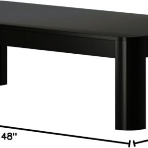 Plank+Beam Forma Coffee Table, Solid Wood 48 Inch Modern Coffee Table with Shelf, Contemporary Center Table with Storage Space, Rectangle Tea Table with Storage, Pecan