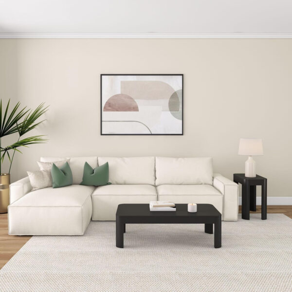 Plank+Beam Forma Coffee Table, Solid Wood 48 Inch Modern Coffee Table with Shelf, Contemporary Center Table with Storage Space, Rectangle Tea Table with Storage, Pecan