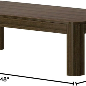 Plank+Beam Forma Coffee Table, Solid Wood 48 Inch Modern Coffee Table with Shelf, Contemporary Center Table with Storage Space, Rectangle Tea Table with Storage, Pecan