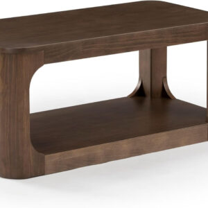 Plank+Beam Forma Coffee Table, Solid Wood 48 Inch Modern Coffee Table with Shelf, Contemporary Center Table with Storage Space, Rectangle Tea Table with Storage, Pecan