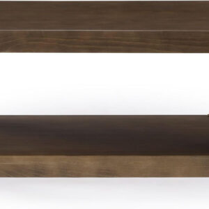 Plank+Beam Forma Coffee Table, Solid Wood 48 Inch Modern Coffee Table with Shelf, Contemporary Center Table with Storage Space, Rectangle Tea Table with Storage, Pecan