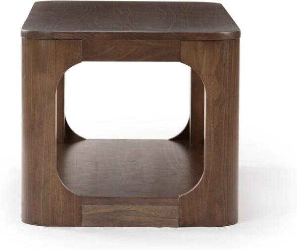 Plank+Beam Forma Coffee Table, Solid Wood 48 Inch Modern Coffee Table with Shelf, Contemporary Center Table with Storage Space, Rectangle Tea Table with Storage, Pecan