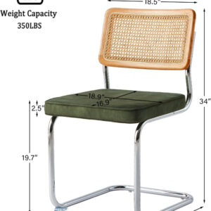 Brown Rattan Dining Chairs Set of 4,Wooden Mid-Century Modern Kitchen Chairs, Mesh Back Cane Dining Room Chairs, Cesca Chair with Metal Chrome Legs