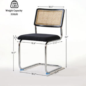 Brown Rattan Dining Chairs Set of 4,Wooden Mid-Century Modern Kitchen Chairs, Mesh Back Cane Dining Room Chairs, Cesca Chair with Metal Chrome Legs