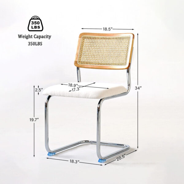 Brown Rattan Dining Chairs Set of 4,Wooden Mid-Century Modern Kitchen Chairs, Mesh Back Cane Dining Room Chairs, Cesca Chair with Metal Chrome Legs