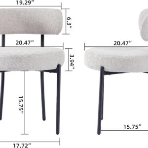 68871854d9332baee82ee78600f681bf122fa551808d9ad72fd00.jpg EDWELL Black Boucle Dining Chairs Set of 4, Mid Century Modern Dining Room Chairs with 3.94“ Cushions, Round Upholstered Kitchen Chairs with Black Metal Legs for Dining Chair, Living Room