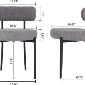 6887185ce8fd5144c1635644d01b9abdd320f0c23faf244376d2e.jpg EDWELL Black Boucle Dining Chairs Set of 4, Mid Century Modern Dining Room Chairs with 3.94“ Cushions, Round Upholstered Kitchen Chairs with Black Metal Legs for Dining Chair, Living Room