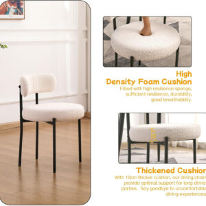 6887186d7c64734695de581e31edcfd70372b28f281f00a1a3e3b.jpg EDWELL Black Boucle Dining Chairs Set of 4, Mid Century Modern Dining Room Chairs with 3.94“ Cushions, Round Upholstered Kitchen Chairs with Black Metal Legs for Dining Chair, Living Room