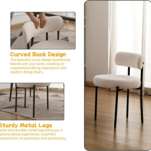 688718729c45df361d447161a73ac73e41e4f5401d451667f3834.jpg EDWELL Black Boucle Dining Chairs Set of 4, Mid Century Modern Dining Room Chairs with 3.94“ Cushions, Round Upholstered Kitchen Chairs with Black Metal Legs for Dining Chair, Living Room