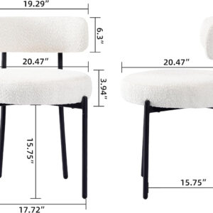 6887188d48c8fd4191484dae53853e16e314aa67ba534dd036817.jpg EDWELL Black Boucle Dining Chairs Set of 4, Mid Century Modern Dining Room Chairs with 3.94“ Cushions, Round Upholstered Kitchen Chairs with Black Metal Legs for Dining Chair, Living Room