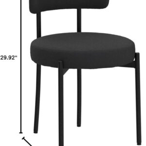 688718c86de65d9f0ba908ef395078f6d4dbadbe068195644dfb3.jpg EDWELL Black Boucle Dining Chairs Set of 4, Mid Century Modern Dining Room Chairs with 3.94“ Cushions, Round Upholstered Kitchen Chairs with Black Metal Legs for Dining Chair, Living Room