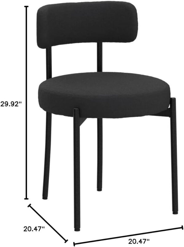 688718c86de65d9f0ba908ef395078f6d4dbadbe068195644dfb3.jpg EDWELL Black Boucle Dining Chairs Set of 4, Mid Century Modern Dining Room Chairs with 3.94“ Cushions, Round Upholstered Kitchen Chairs with Black Metal Legs for Dining Chair, Living Room