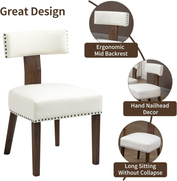 Upholstered Rattan Dining Chairs Set of 4, Mid-Century Modern Fabric Dining Room Chairs with Brown Hardwood Frame, Curved Backrest Kitchen Armless Accent Chairs for Living Room (Black)