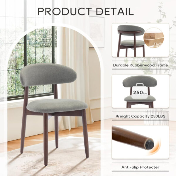 COLAMY Wooden Dining Chairs Set of 4, Modern Fabric Upholstered Kitchen Side Chairs, Farmhouse Dining Room Chair with Foot Pegs, Beige