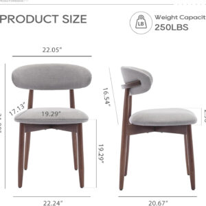 COLAMY Wooden Dining Chairs Set of 4, Modern Fabric Upholstered Kitchen Side Chairs, Farmhouse Dining Room Chair with Foot Pegs, Beige