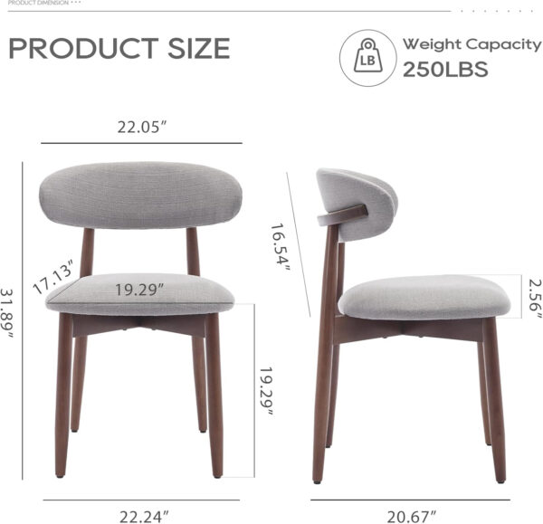 COLAMY Wooden Dining Chairs Set of 4, Modern Fabric Upholstered Kitchen Side Chairs, Farmhouse Dining Room Chair with Foot Pegs, Beige