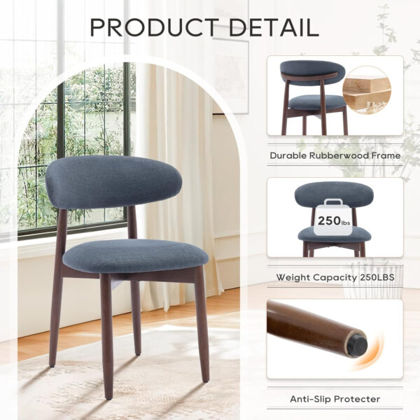 COLAMY Wooden Dining Chairs Set of 4, Modern Fabric Upholstered Kitchen Side Chairs, Farmhouse Dining Room Chair with Foot Pegs, Beige