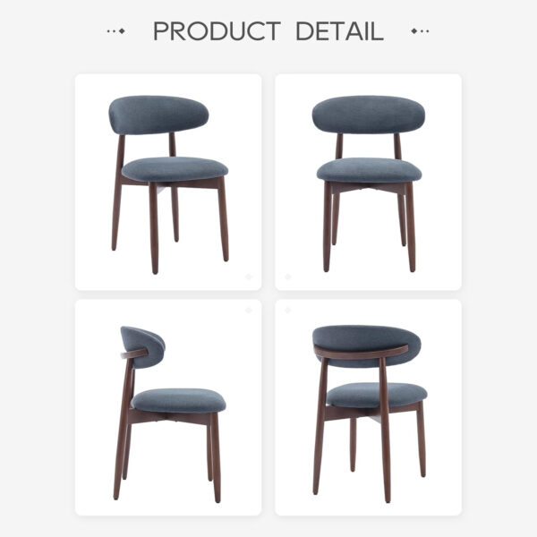 COLAMY Wooden Dining Chairs Set of 4, Modern Fabric Upholstered Kitchen Side Chairs, Farmhouse Dining Room Chair with Foot Pegs, Beige