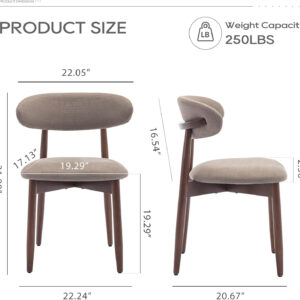 COLAMY Wooden Dining Chairs Set of 4, Modern Fabric Upholstered Kitchen Side Chairs, Farmhouse Dining Room Chair with Foot Pegs, Beige