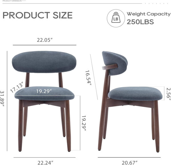 COLAMY Wooden Dining Chairs Set of 4, Modern Fabric Upholstered Kitchen Side Chairs, Farmhouse Dining Room Chair with Foot Pegs, Beige