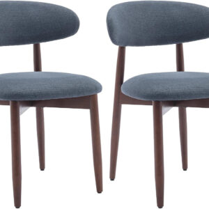 COLAMY Wooden Dining Chairs Set of 4, Modern Fabric Upholstered Kitchen Side Chairs, Farmhouse Dining Room Chair with Foot Pegs, Beige