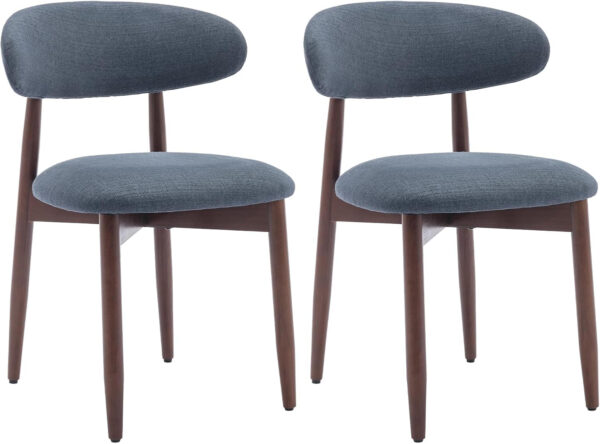 COLAMY Wooden Dining Chairs Set of 4, Modern Fabric Upholstered Kitchen Side Chairs, Farmhouse Dining Room Chair with Foot Pegs, Beige